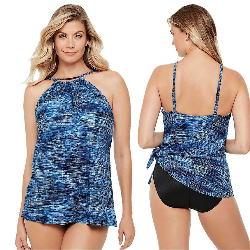NWT Magicsuit Denim Blue Jean Parker One Piece Swim Dress Size 16